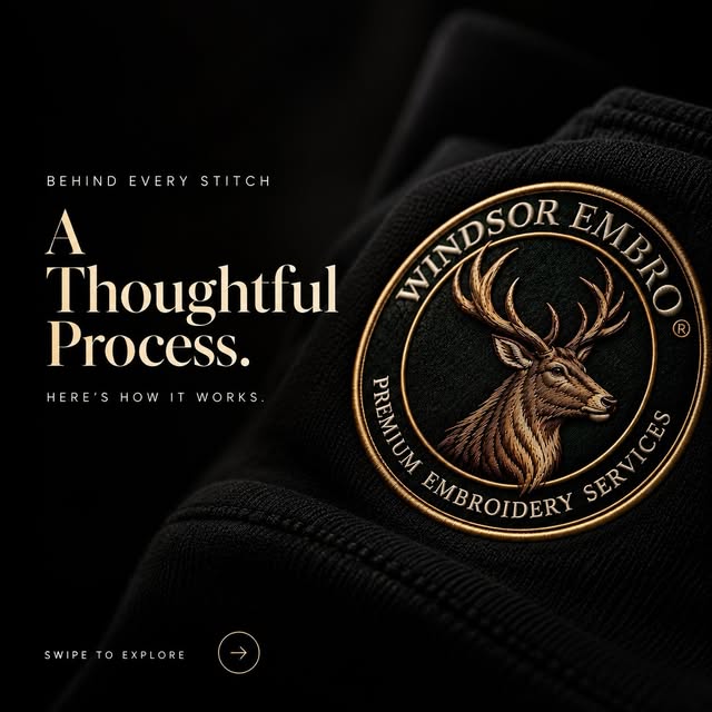 Windsor Embro’s embroidered stag crest and a thoughtful process story